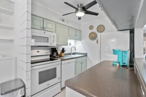 A fully stocked kitchen makes meal preparation a breeze.