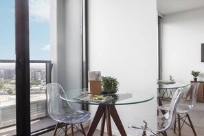 Whether you're enjoying a home-cooked meal or takeaway from the local kebab shop, this dining table has views that are hard to beat.