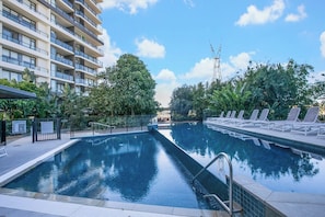Cool off with a dip in the tiered swimming pool. Day beds make it easy to relax and soak up the sun.