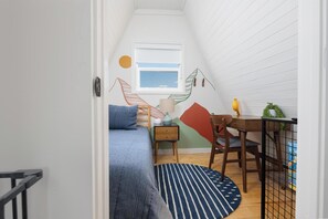 Twin Casper bed is in the second bedroom shared with a dedicated working space!