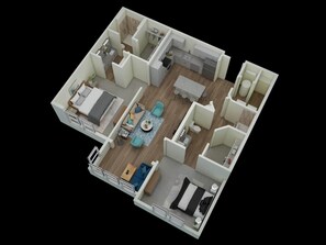 2 master suites with private baths and walk in closets.
