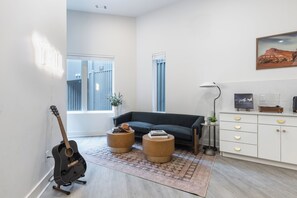 Living area features decor with southern style.