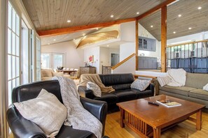 Living Room into Dining Area & Kitchen
