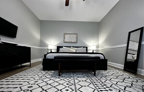 Your Comfort Zone: Enjoy a Chic and Cozy King-Sized Bedroom Experience!