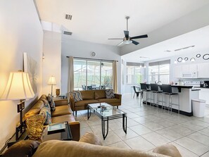Open Concept Living, Dining & Kitchen