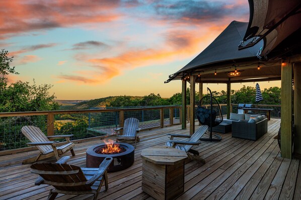 Roast s'mores around the private firepit