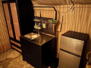 armoire and fridge