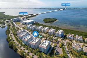 Located  on a private island 2 minute drive over the bridge to Manatee Beach!