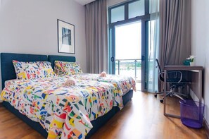 A 3rd bedroom with TWO single sized beds & plush pillows.
