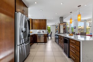Stainless appliances in this huge kitchen