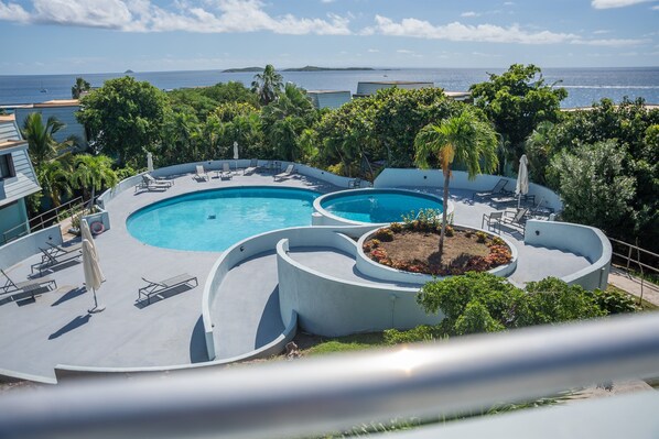 These 2 pools are located about 1 minute walk from the unit, complex offers total of 3 pools. 