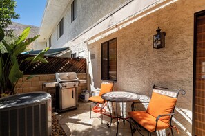Outdoor seating with gas BBQ grill