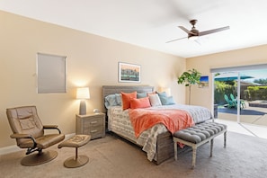 Bedroom #1 with King Bed, attached En-Suite and access to the Patio