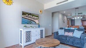 TV and entertainment center.