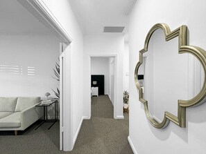 Entrance Hall looking towards the master bedroom & the living room on the left