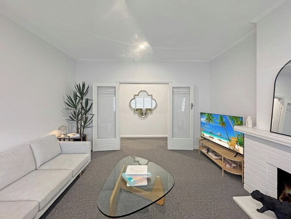 Light & bright living area with everything you need for your stay