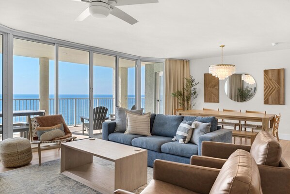 Living room and dining area