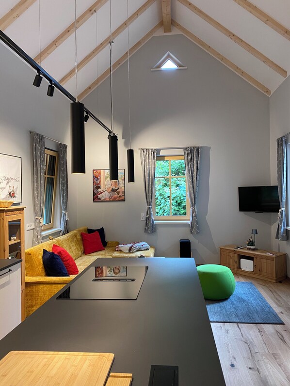 View from the kitchen towards the living area
