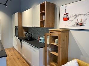 The kitchen area