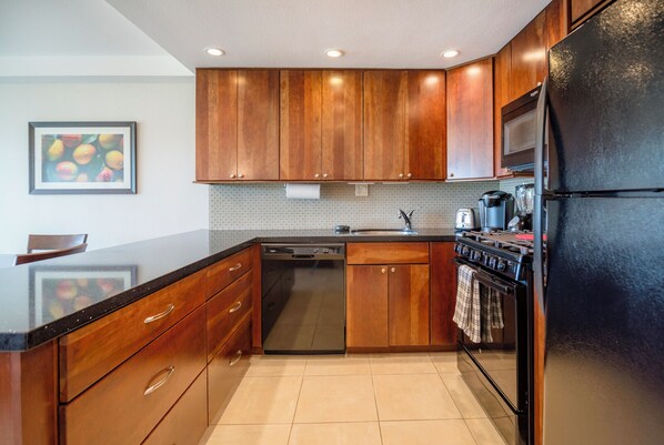 Stunning upgraded kitchen with gas range makes it easy to prepare full meals