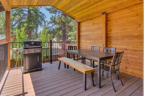 2nd level deck with grill and seating area
