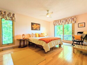 The "Autumn Room" is the largest bedroom, with its own sliding door.