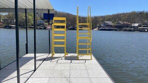 Enjoy the swim platform on the private dock with wet steps and jump platform!