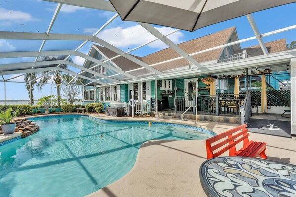 Perfect outdoor living space to enjoy with a view of the lake!