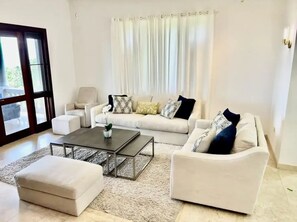 The living room is a cozy place for conversations