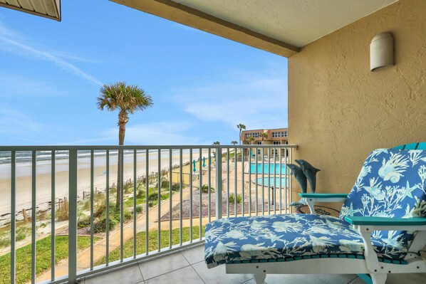 Private patio overlooking the Atlantic Ocean! As close to the beach as you could possibly get.