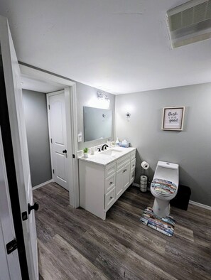 Main bathroom with full shower/tub.
