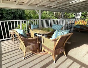 Enjoy outdoor dining on the Lanai.