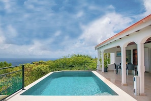 Heated swimming pool, alarm security system, lounge chairs, beach towels provided, beach chairs at disposal.