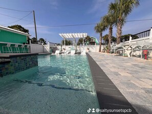 Easy access stairs to inside pool