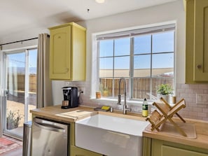 Our desert-chic designed kitchen filled with everything you need for a weekend escape to Joshua Tree.  