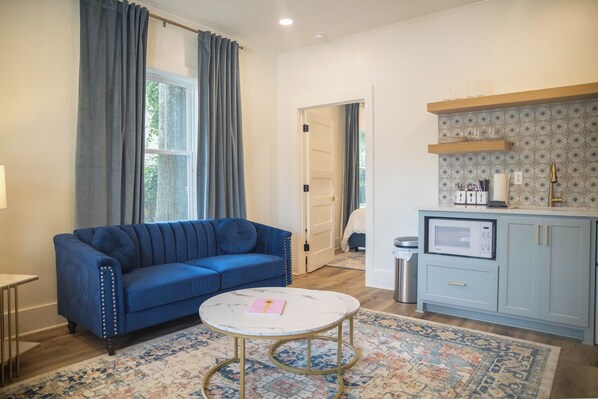 The Vincent Unit A provides a spacious living room with kitchenette