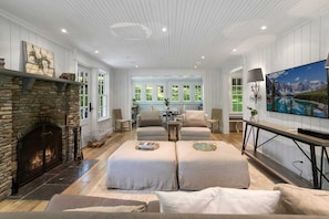 Formal Living Room with Fireplace and TV