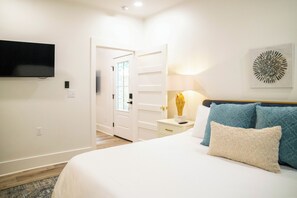 Private bedroom with King bed and attached bathroom. 