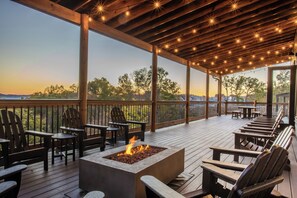 Gather around the cozy fire pit, surrounded by ample group seating, and take in the breathtaking panoramic views.