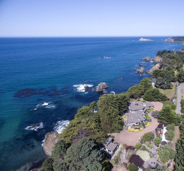 The drone aerial view of Whale Haven estate.