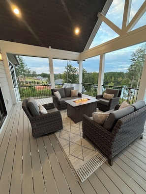 Outdoor living with fire table