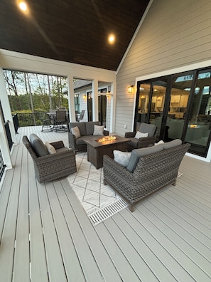 Outdoor living with fire table