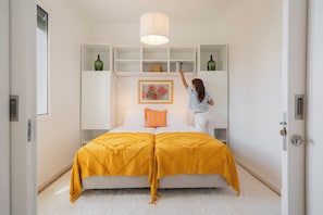 Bedroom with two single beds. 