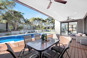 Backyard with Pool, Spa, Firepit and outdoor deck 