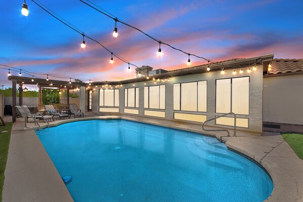 Immerse yourself in vacation bliss at our pool area. 
