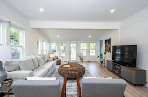 living room facing street