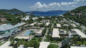 An aerial view with St. John in the background!