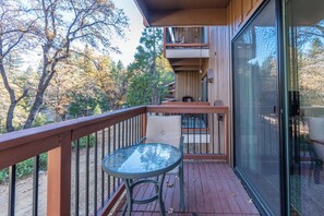Balcony with seating and grill