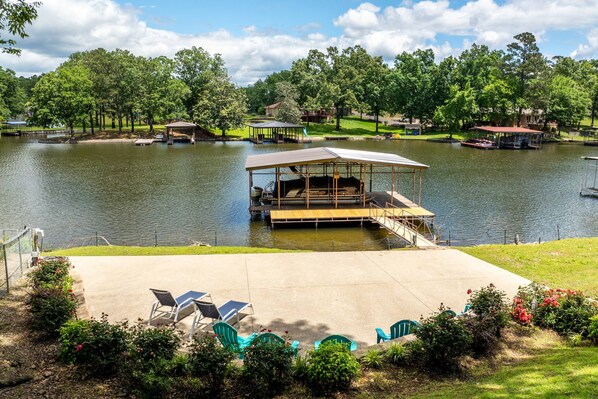The sunning/lounge area down by the dock