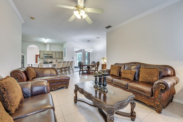 Haines City Vacation Rental | 4BR | 3BA | 2,500 Sq Ft | 1 Small Step to Enter